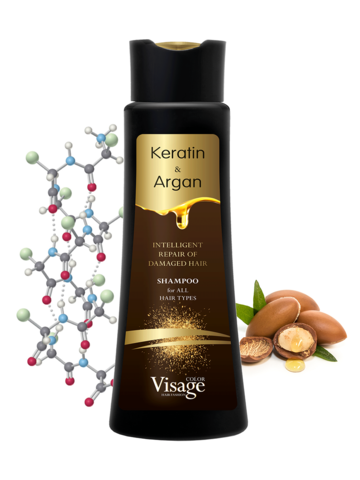 Шампунь с кератином и аргановым маслом, Visage Keratin & Argan Shampoo, 400 мл