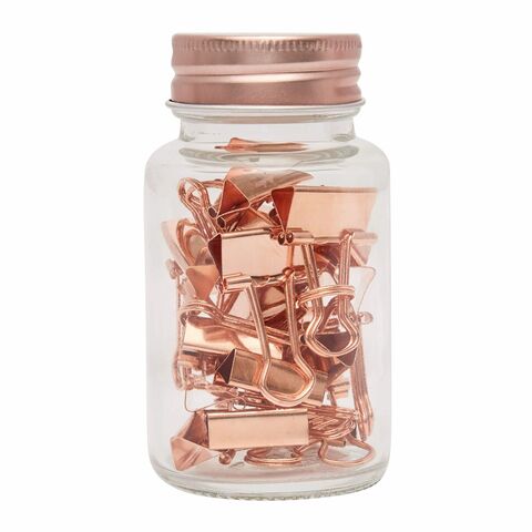 Скрепки для документов в стеклянной банке COPPER CLAMP