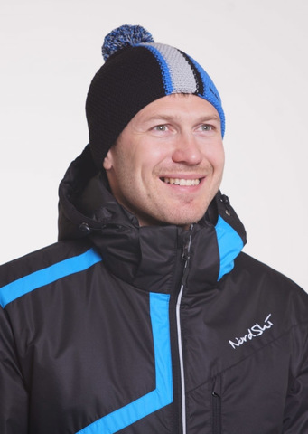 Шапка Nordski Knit color Black-Blue-Grey