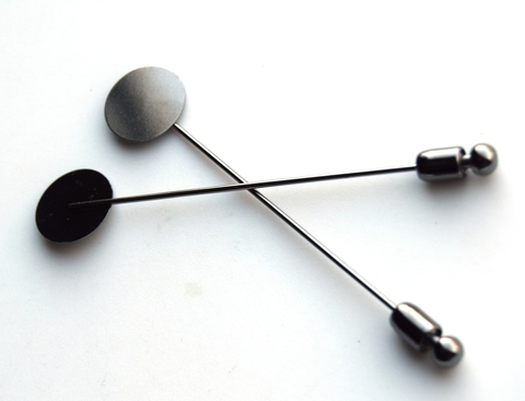 Основа для броши 70 мм с круглой площадкой 14 мм, покрытие темный родий