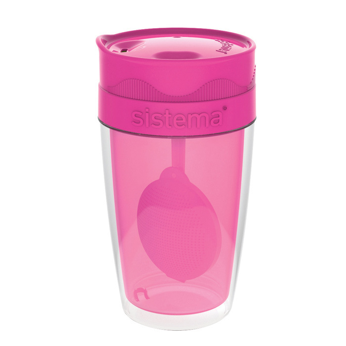 Термокружка для чая Sistema 370 мл, цвет Розовый, арт. 21476 - фото 1