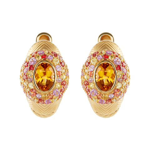 Серьги с Цитринами, Розовыми, Желтыми и Оранжевыми Сапфирами, E0087-0/5