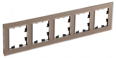 Рамка на 5 постов. Цвет Шампань. Schneider Electric(Шнайдер электрик). AtlasDesign Nature. ATN320505