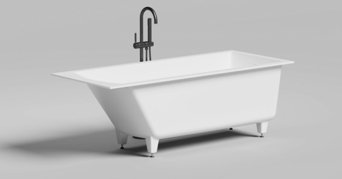 Salini 104813M CASCATA KIT 170x70 Встраиваемая ванна с прямоугольной чашей, регулируемые ножки, донный клапан "Click-Clack" белый, сифон, интегрированный слив-перелив