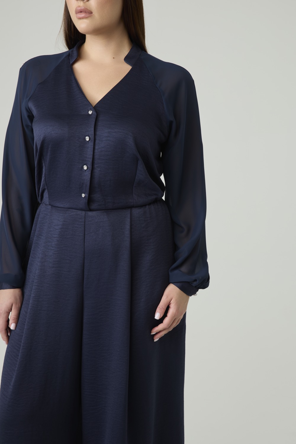 Комбинезон из атласной ткани, синий