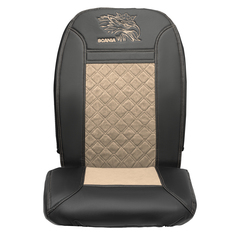 Чехлы Scania 6 серия (экокожа, черный, бежевая вставка)