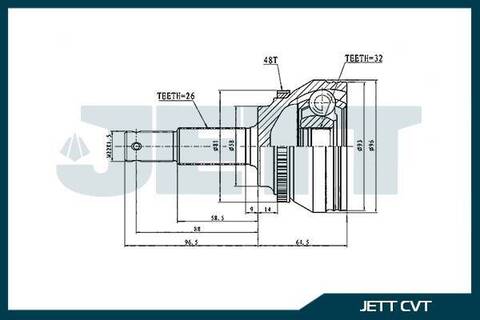 ШРУС внешний JETT V42-9005 ABS (32 шлица)