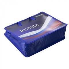 
          Папка с ручками 1 отделение, А4 265х335х120мм, Alingar, пластик, ручки тесьма, дизайн с двух сторон, молния сверху, "Russia"