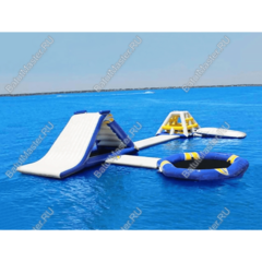 Надувной аквапарк на воде «Сумасшедшие горки» 8×6×2,5 м