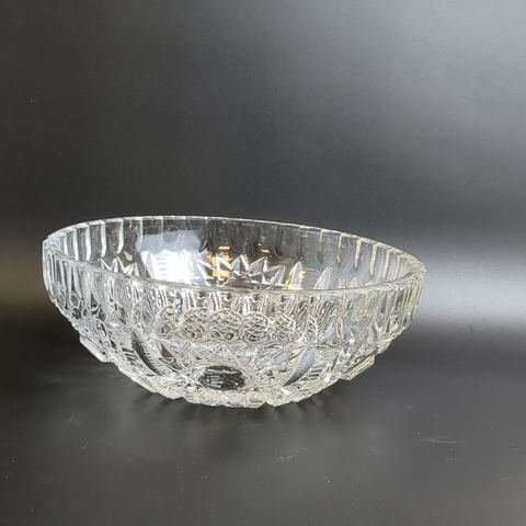 Хрустальная ваза салатник, алмазная грань, геометрический орнамент, винтаж СССР 1970-1990 гг