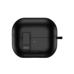 Усиленный чехол черного цвета для наушников Samsung Buds3, 3 Pro и 3 FE, серия SECQ Series (с подставкой и карабином) от Dux Ducis