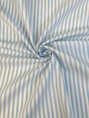 Коттон рубашечный, принт полоска белый/голубой, хлопок