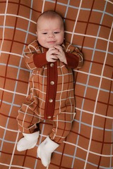 8065-334 Плед вязаный (клетка терракот)