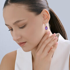 Серьги из серебра с подвеской капля фиолетовый кристалл