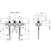 Gessi INCISO Смеситель для раковины на 3 отверстия без донного клапана, излив 140мм, h=145мм, цвет: золото 58112#246