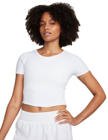 Женская теннисная футболка Nike One Fitted Dir-Fit Short Sleeve Top - white/black