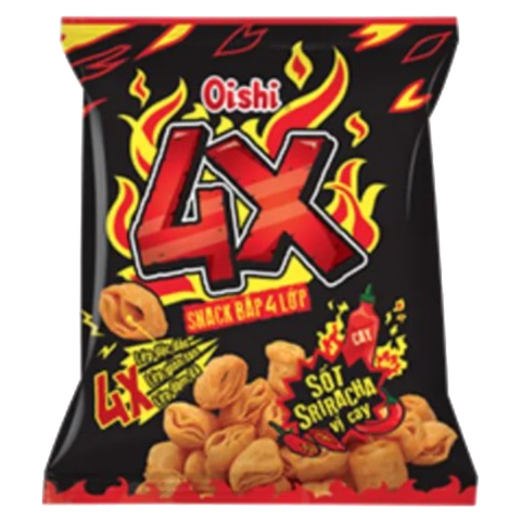 Чипсы кукурузные со вкусом острого соуса Шрирача Oishi 4x Corn Snack, 68 гр
