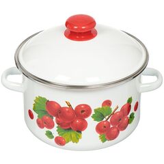 Кастрюля сталь, эмал, 4 л, с крыш, цилиндрическая, Сиб товары, Калина красная, 1MD201M, индукц
