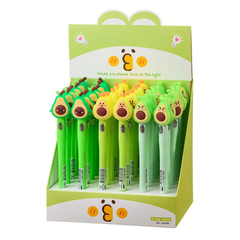 Ручка шариковая, Basir, синие чернила, серия "Авокадо", с резиновой фигуркой и фонариком, 36 шт