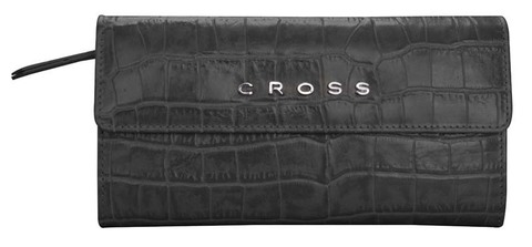 Кошелек Cross Bebe Coco, кожа наппа, чёрный/розовый, 19,5х10,5х3 см
