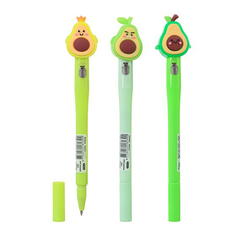 Ручка шариковая, Basir, синие чернила, серия "Авокадо", с резиновой фигуркой и фонариком, 36 шт