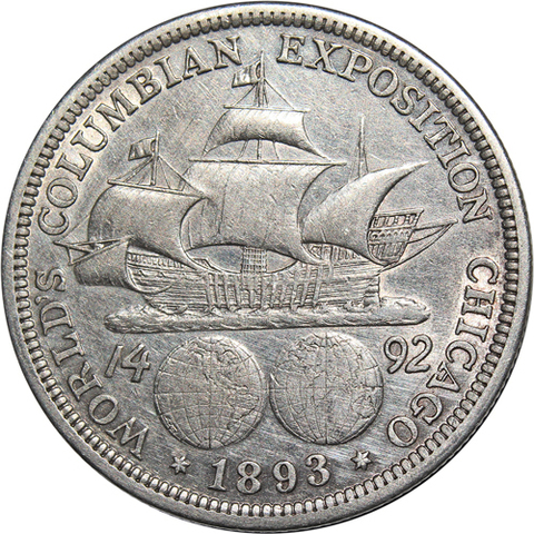 1/2 доллара. США. (Колумб). Серебро. 1893 г. XF