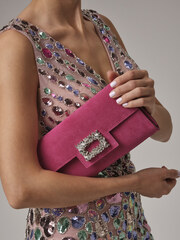 Клатч замшевый розовый