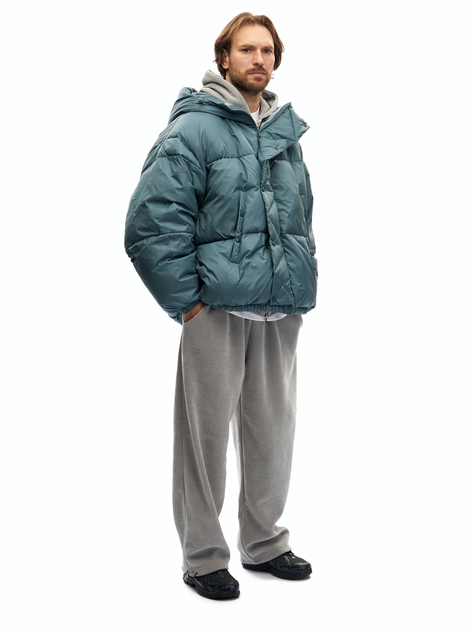 Объемный бирюзовый пуховик Mosco B1