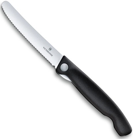 Нож Victorinox столовый, лезвие 11 см, серрейторная заточка, черный