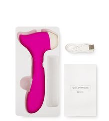 Розовый клиторальный стимулятор Joy с функцией вибратора - 18,9 см. - 