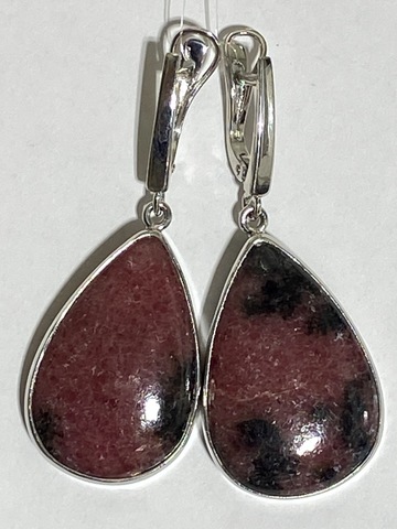 Родонит груша (серьги из серебра)