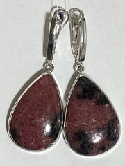 Родонит груша (серьги из серебра)