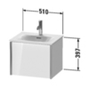 Duravit XViu Тумба подвесная 510x420х397мм под раковину # 234453, 1 выдвижное отделение, цвет: белый глянцевый XV40310B222