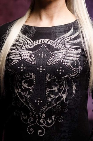 Affliction | Футболка лонгслив женская RENEGADE CROSS AW22088I принт спереди