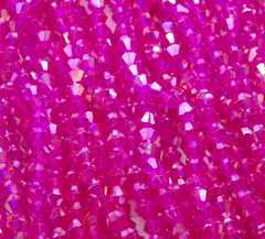 ББ014ДС4 Хрустальные бусины "биконус", цвет: малиновый AB прозр., размер 4 мм, кол-во: 95-100 шт.