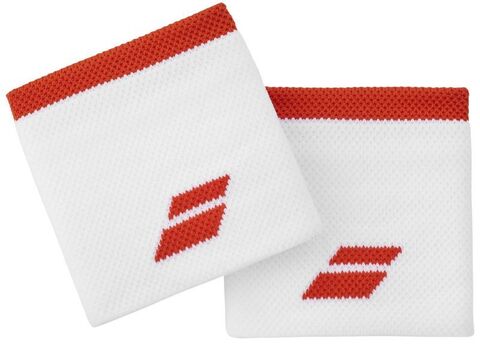 Теннисные напульсники Babolat Logo Wristband - white/fiesta red