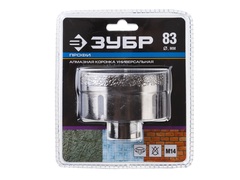 ЗУБР АВК, d 83 мм, (М14, 15 мм кромка), вакуумная алмазная коронка, Профессионал (29865-83)