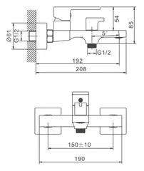 Смеситель для ванны BELZ B60658-5 короткий излив, латунь, брашированное золото