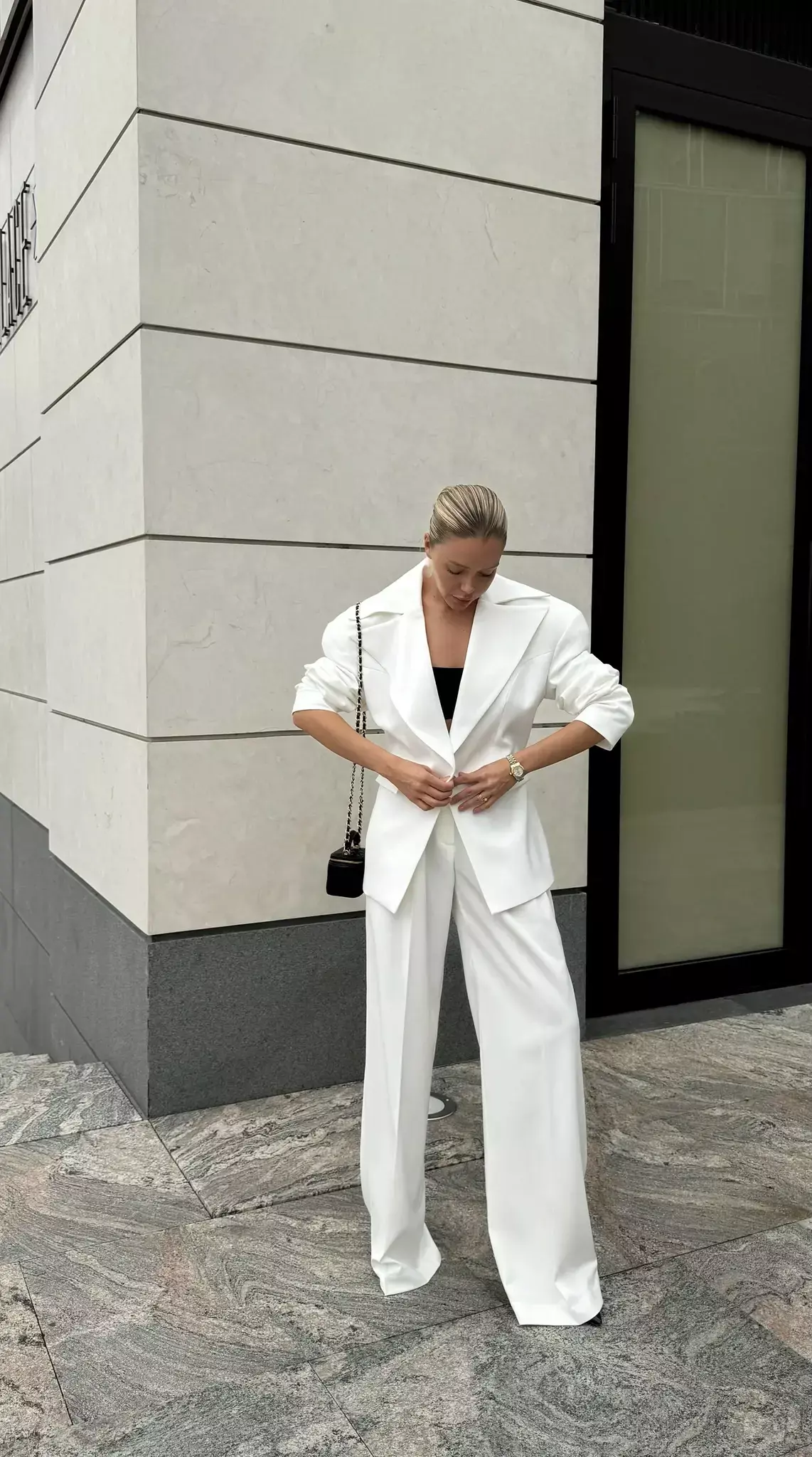 Брюки палаццо молочные