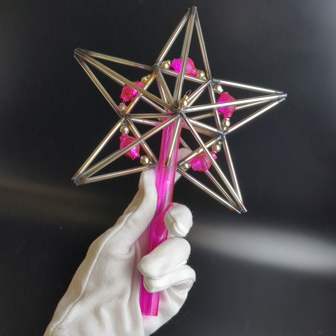 Пика, верхушка звезда на ёлку, стеклярус, 25 см, стекло, винтаж СССР 1950-1980 гг. Советские ёлочные игрушки и украшения. Состояние и комплектация на фото.