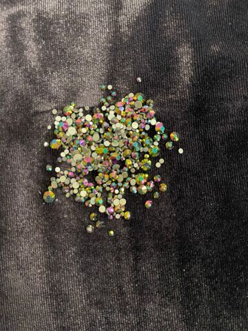 Стеклянные стразы  (размер микс) 1140шт, цвет хамелеон сатный-розовый