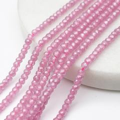 Фианит Рондель бусины (кубический цирконий), цвет розовый, размер около 2*3 мм, цена за нить 38 см