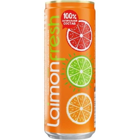 Напиток LAIMON FRESH мандарин-лайм-сицилийский апельсин ж/б 0,33л
