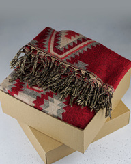 Темно-красный мягкий шарф с добавлением шерсти яка, 100х200 см, Непал
