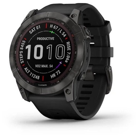 Умные часы Garmin Fenix 7X Sapphire Solar Wi-Fi, серый/черный (010-02541-11)