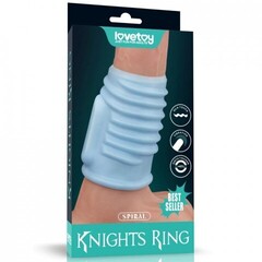 Насадка на пенис с вибрацией Spiral Knights Ring  (10*3,6) голубая