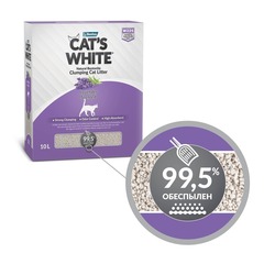 Cat's White BOX Lavender комкующийся наполнитель с нежным ароматом лаванды для кошачьего туалета 6л