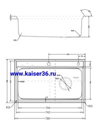 Кухонная мойка врезная из нержавеющей стали Kaiser KSM-7848 780x480x220 схема