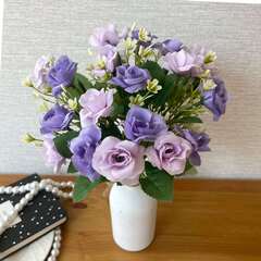 Розы искусственные, цвет фиолетовый микс, букет 5 веток, 25 см, набор 2 букета.