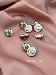 Пуговицы Ди. белая эмаль серебристые